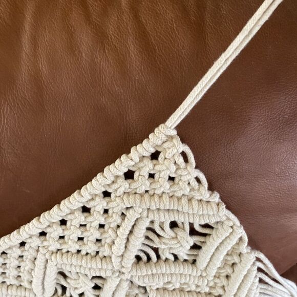 Macrame Valance Wall Hanging Boho  Window Treatments Valance for Decor 46”w 14”h - Picture 3 of 4